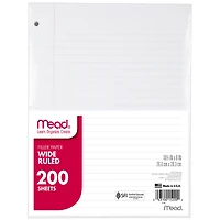 Mead® White Wide Ruled Notebook Filler Paper, 3 Pack of 200