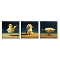 Stupell Industries Yoga Chick Trio Funny Farm Animals Stretching Poses Framed Wall Art