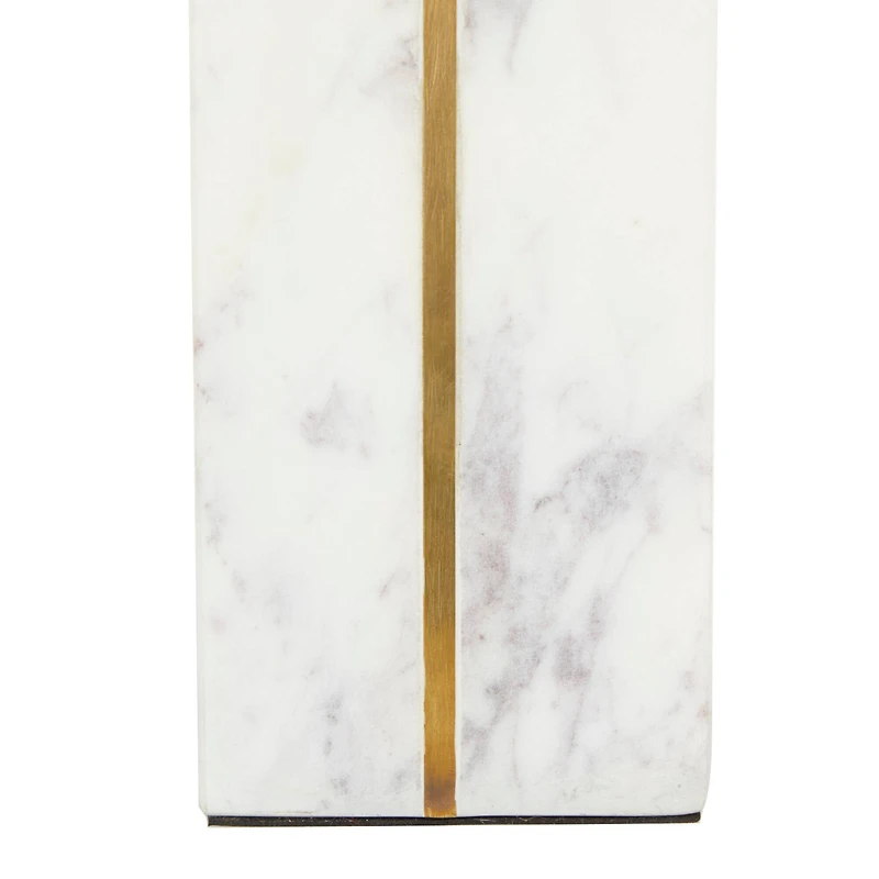 CosmoLiving by Cosmopolitan White Marble Glam Bookends, 6" x 3" x 2"