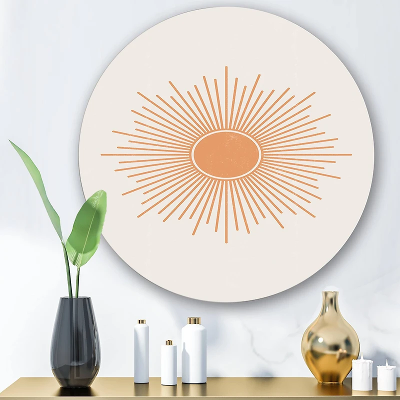 Designart - Minimalist Bright Shining Orange Sun Rays III