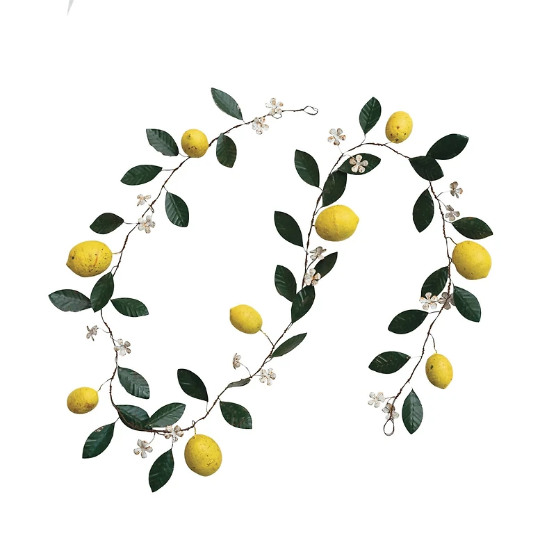 Hello Honey® 6ft. Lemons & Leaves Metal Garland