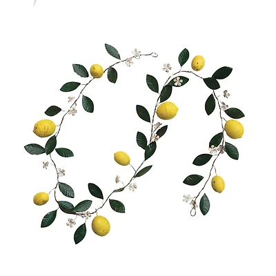 Hello Honey® 6ft. Lemons & Leaves Metal Garland