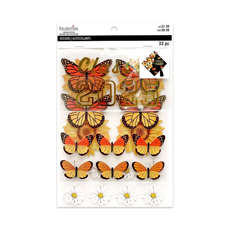 Gold Butterfly Graduation Cap Stickers by Recollections™