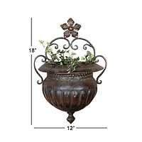 18" Dark Brown Iron Traditional Planter