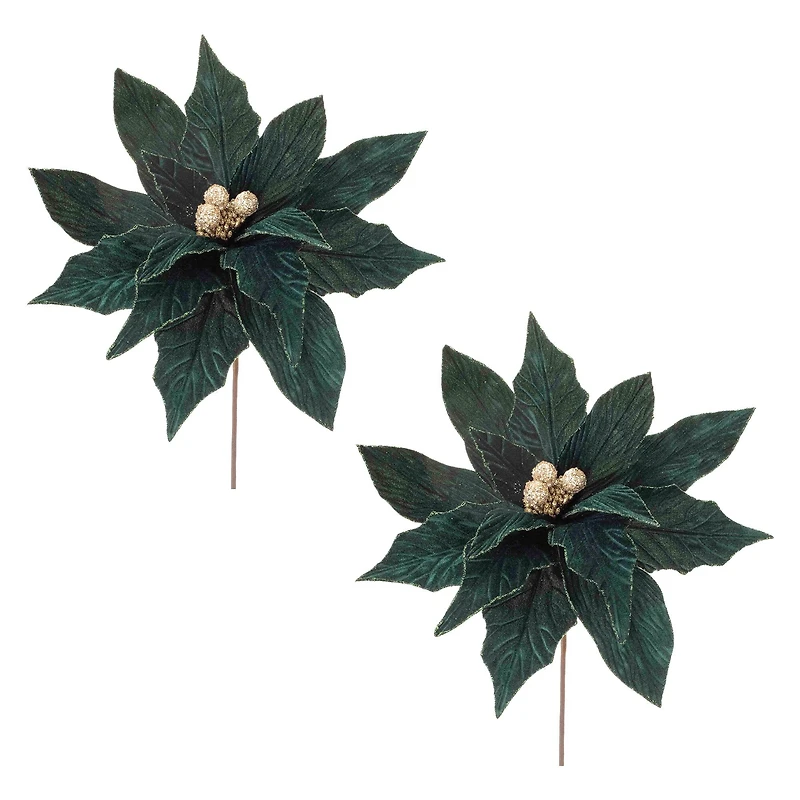 Forest Green Poinsettia Stems, 2ct.