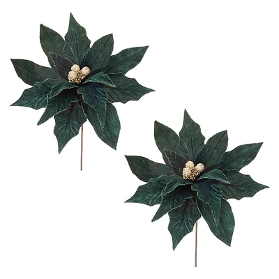 Forest Green Poinsettia Stems, 2ct.