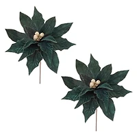 Forest Green Poinsettia Stems, 2ct.
