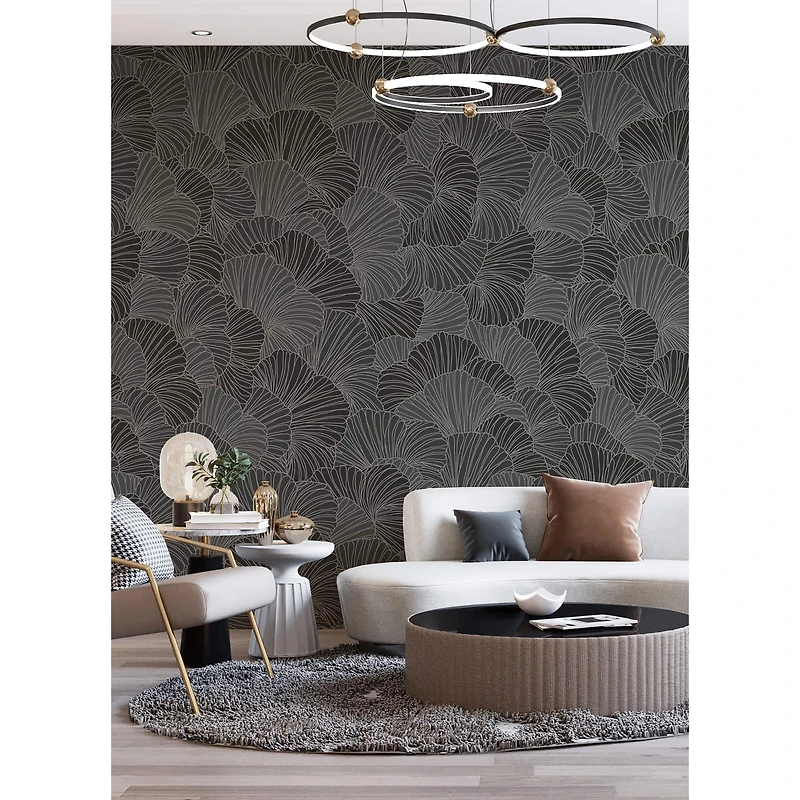 Katie Hunt Charcoal Gray Petals Wall Mural