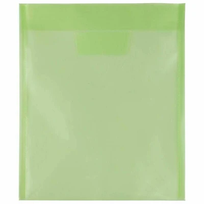 JAM Paper 9.88" x 11.63" Lime Green Plastic Tuck Flap Open End Envelopes, 12ct.