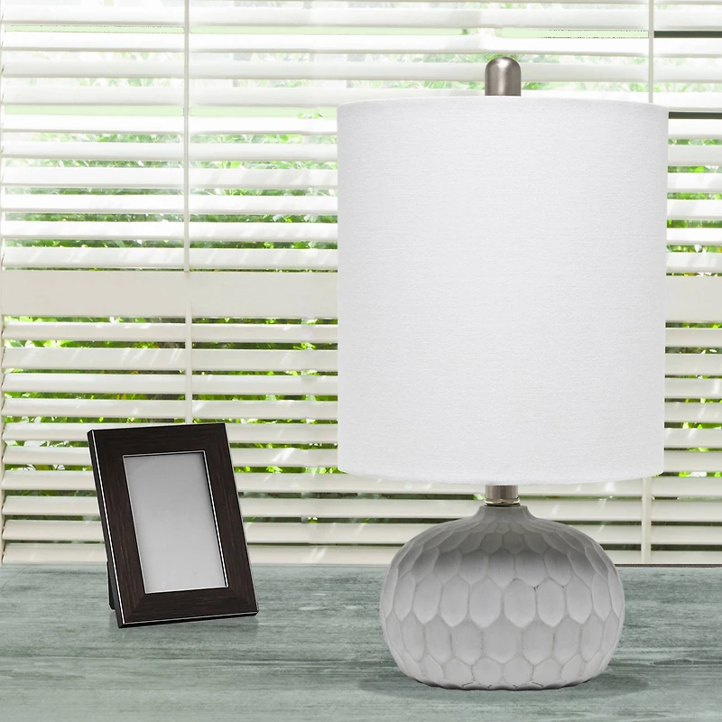Lalia Home 19" Concrete Thumbprint Table Lamp with White Fabric Shade