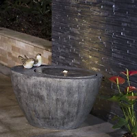 Glitzhome® 25" Polyresin Spring Birds Outdoor Fountain with LED Light