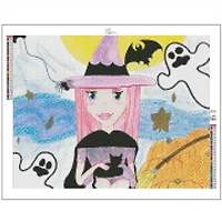 Sparkly Selections Witch and Friends 40cm x 50cm Diamond Painting Kit, Round Diamonds