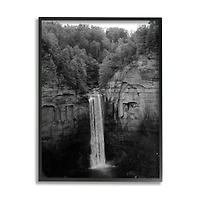 Stupell Industries Ithaca Cliffside Waterfall Black White Nature Landscape Photography Framed Wall Art