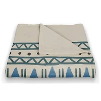 Blue & Cream Tribal Fleece Throw Blanket