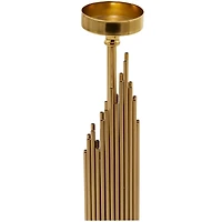 The Novogratz Gold Stainless Steel Vertical Pipe Stand Candle Holder Set