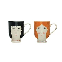 Hello Honey® Painted Faces Stoneware Mug Set