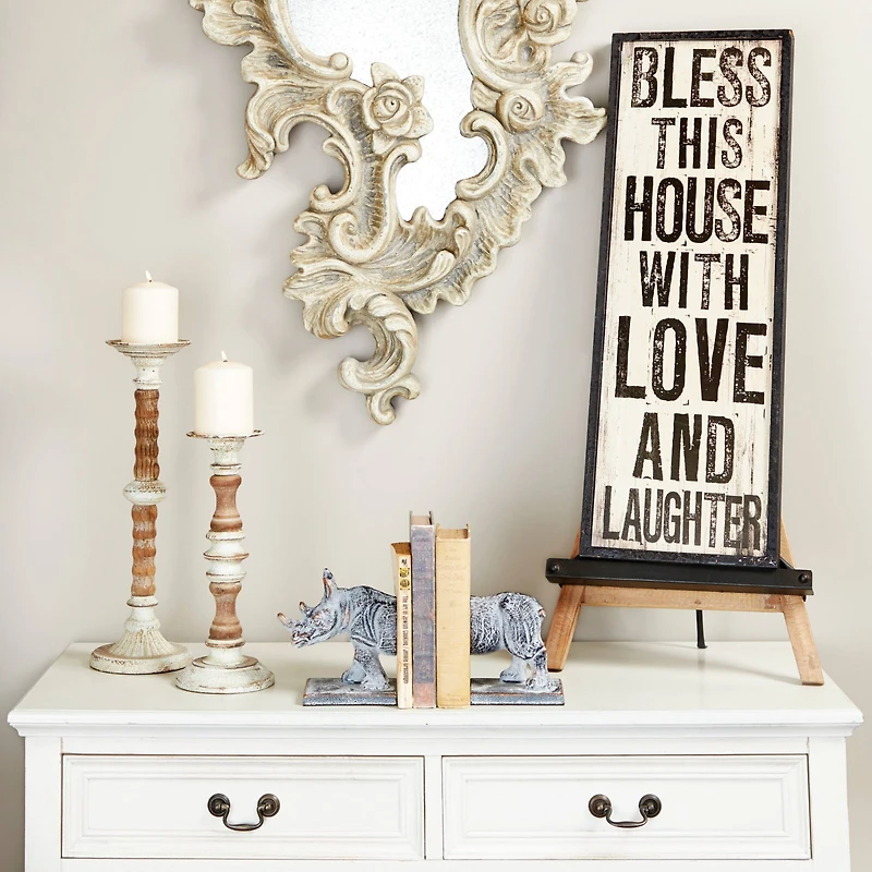 Light Brown Iron Industrial Easel, 26" x 14" x 9"