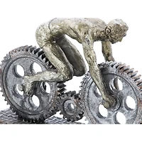 10" Silver Polystone Industrial Bicycle  Sculpture