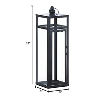 17" Black Dramatic Geometry Lantern
