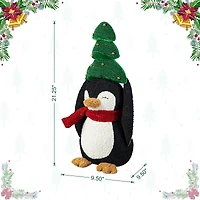 Glitzhome® 21.25" Christmas Fabric Penguin with Top Tree Décor