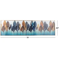 CosmoLiving by Cosmopolitan Blue Porcelain Leaf Framed Wall Art with Gold Aluminum Frame 71" x 2" x 20"