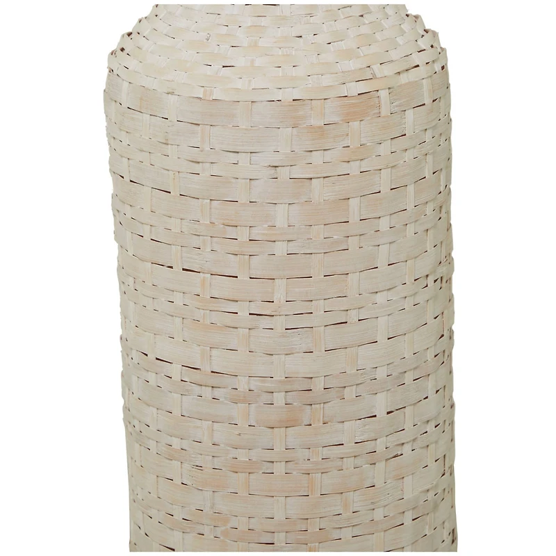 White Bamboo Tall Woven Floor Vase 9" x 9" x 39"