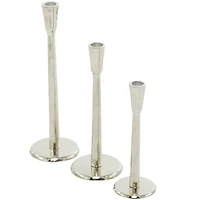 The Novogratz Silver Aluminum Tapered Candle Holder Set