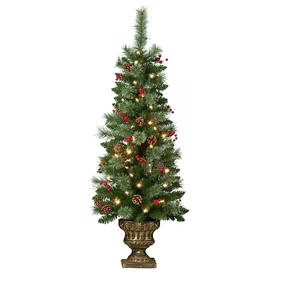 4ft. Pre-Lit Caroline Artificial Porch Christmas Tree, Warm White LED Lights