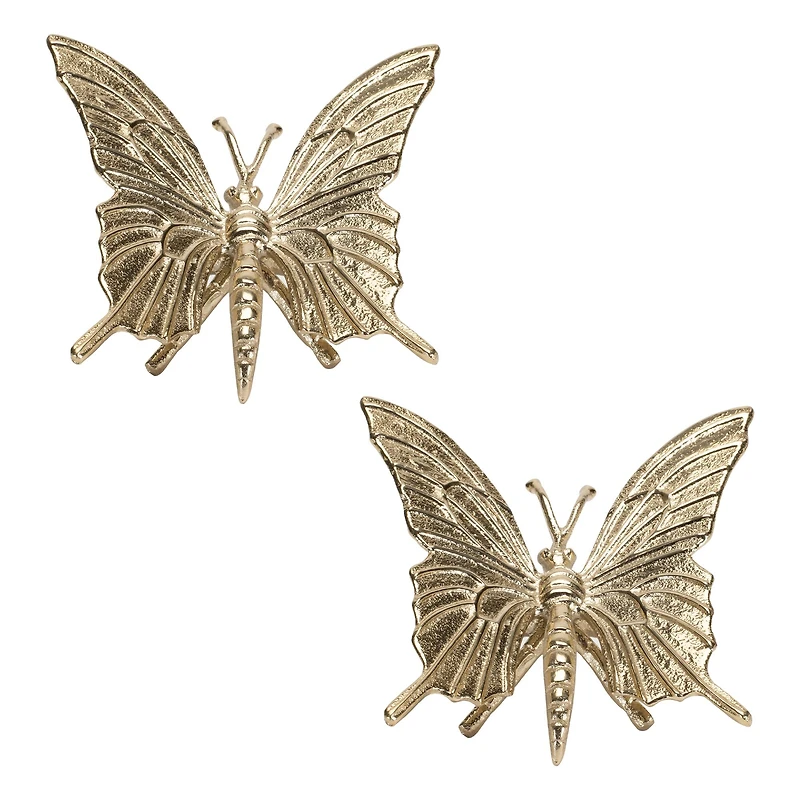 6" Gold Modern Metal Butterfly Accents, 2ct.