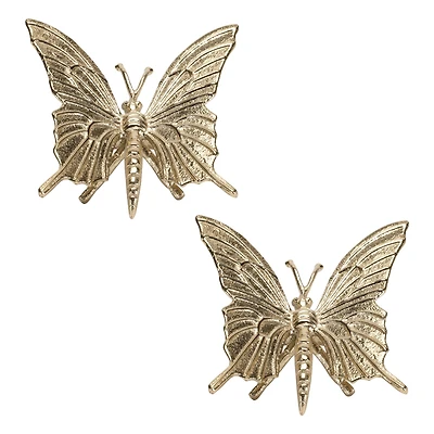6" Gold Modern Metal Butterfly Accents, 2ct.