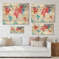 Designart - World Map In and Blue