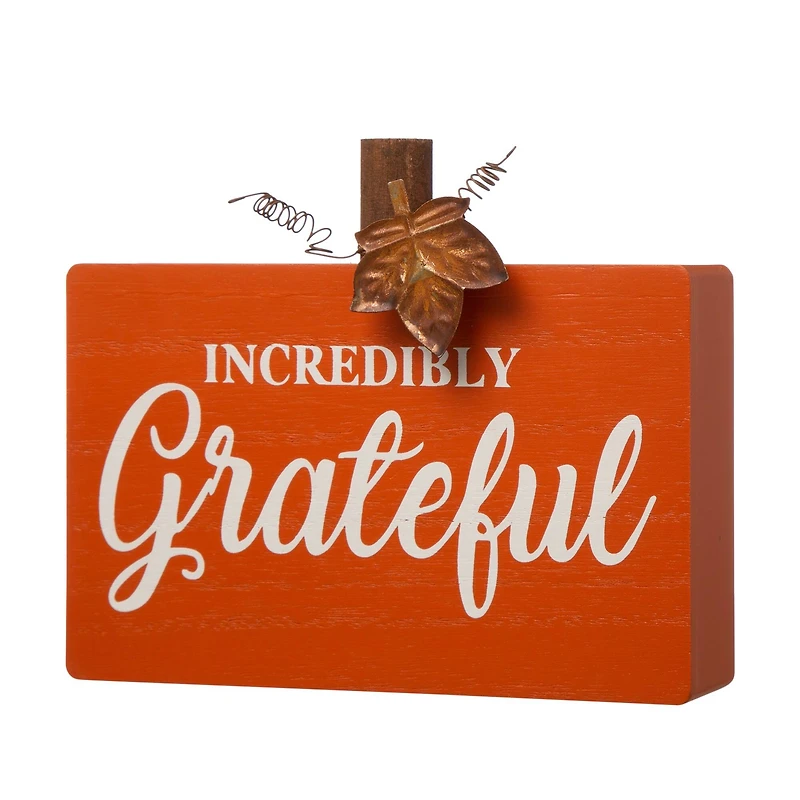 GlitzHome® Fall Wooden Pumpkin Tabletop Sign Set