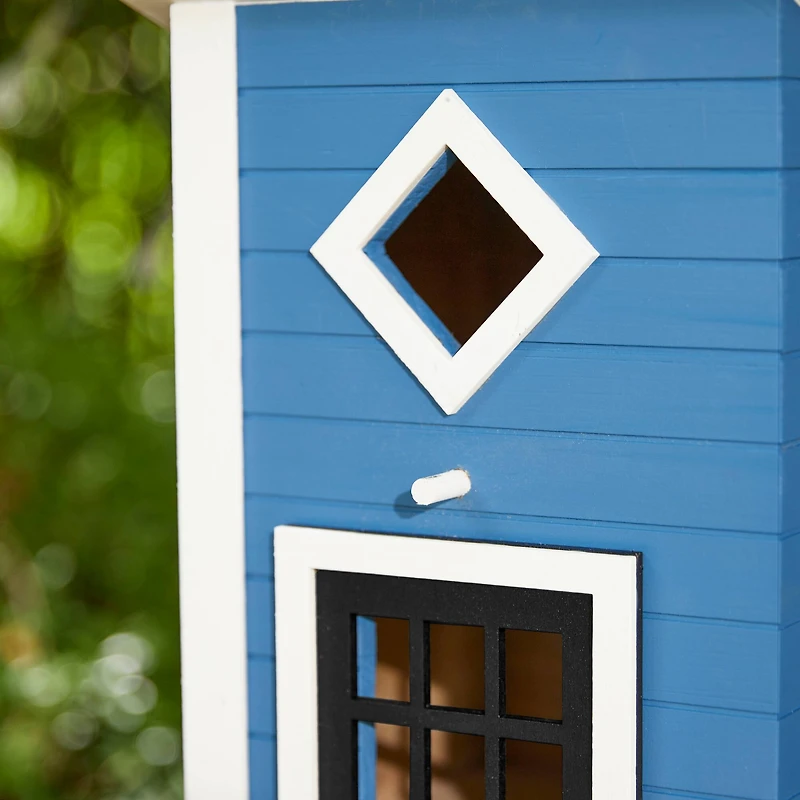 Glitzhome® 14" Modern Blue Wood Garden Birdhouse