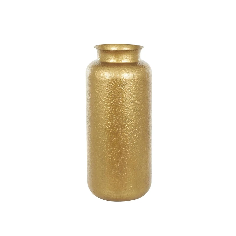 Gold Metal Tall Textured Hammered Floor Vase