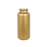 Gold Metal Tall Textured Hammered Floor Vase