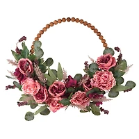 24" Pink Mixed Rose & Berry Half Wreath by Ashland®