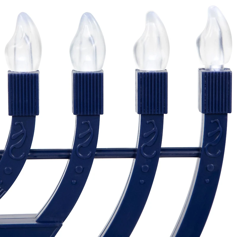 Battery Operated LED Lighted Star of David Hanukkah Menorah - 11.75" - Blue