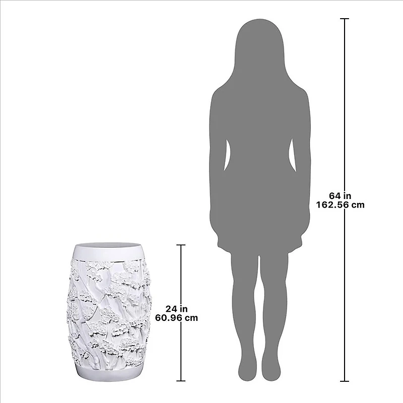 Design Toscano® 24" Gloss White Sakura Cherry Blossom Asian Sculptural Pedestal Table