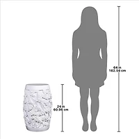 Design Toscano® 24" Gloss White Sakura Cherry Blossom Asian Sculptural Pedestal Table