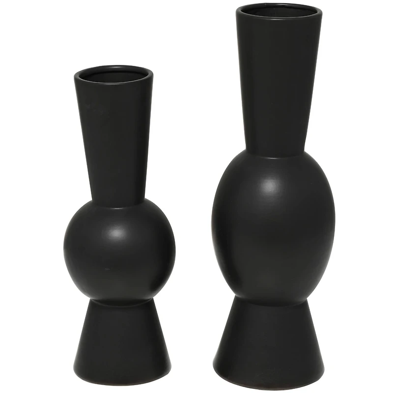 Ceramic Fluted Round Abstract Vase Set