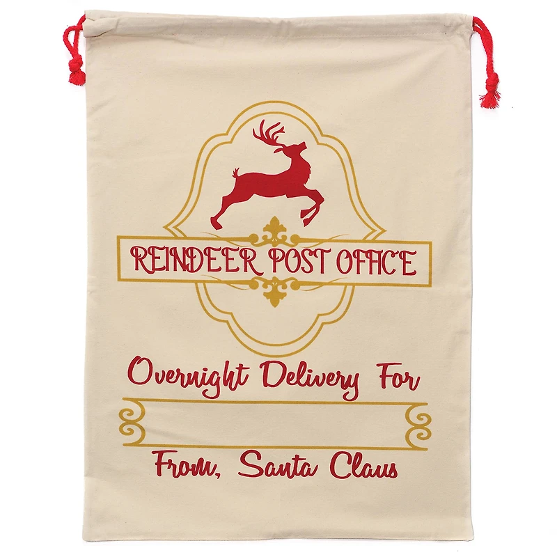 Personality Case™ 19" x 26" Reindeer Post Cotton Christmas Drawstring Bag