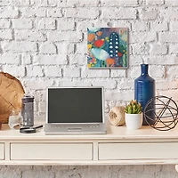 Stupell Industries Playful Field of Abstract Florals Blue Red,12" x 12"