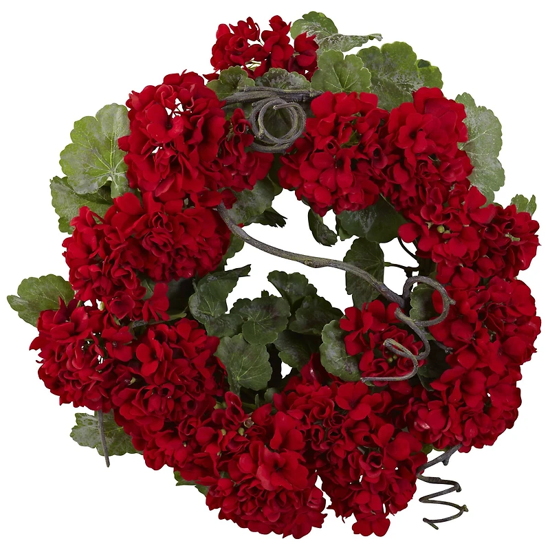 17” Red Geranium Wreath