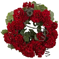 17” Red Geranium Wreath