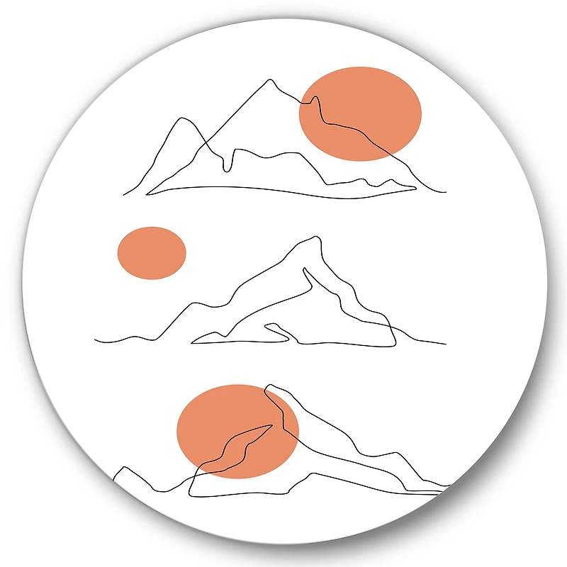 Designart - Abstract Mountain Range With Red Moons