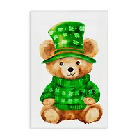 Stupell Industries St. Patty's Day Bear Canvas Wall Art
