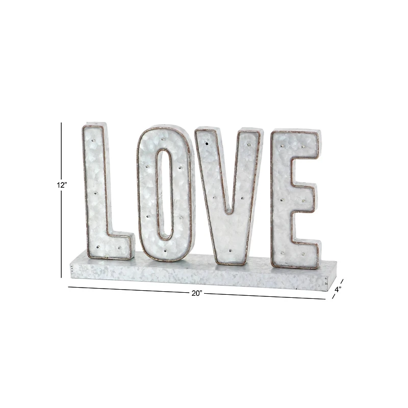 20" Gray Metal Love Decorative Sign