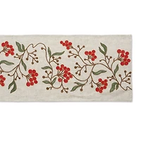 Winter Berries Embroidered Table Runner 14" x 70"