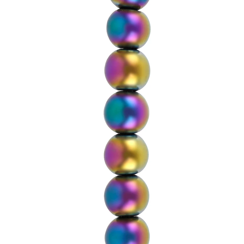 Rainbow Reconstituted Hematite Round Beads by Bead Landing