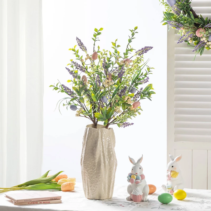 Glitzhome® 28" Easter Eggs & Lavender Picks Set